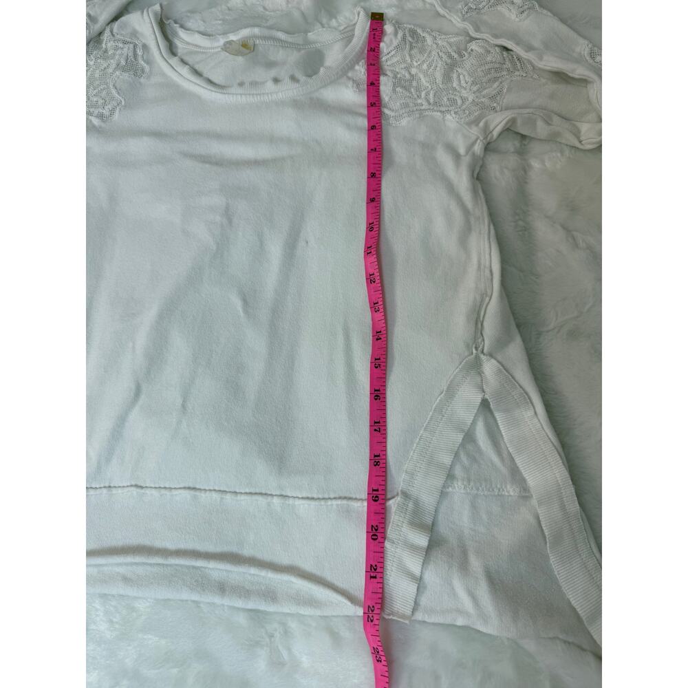 Free People Outer Sunset Ivory White Lace Insert Long Sleeve Boho Knit Top XS - Picture 16 of 16